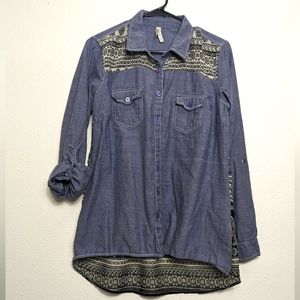 Truth Large Hi-Lo Top Roll Tab Sleeves Novelty Print L Pockets Long Sleeve India